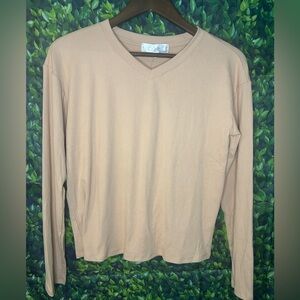 Society Kids Tan V-Neck Long Sleeve Top